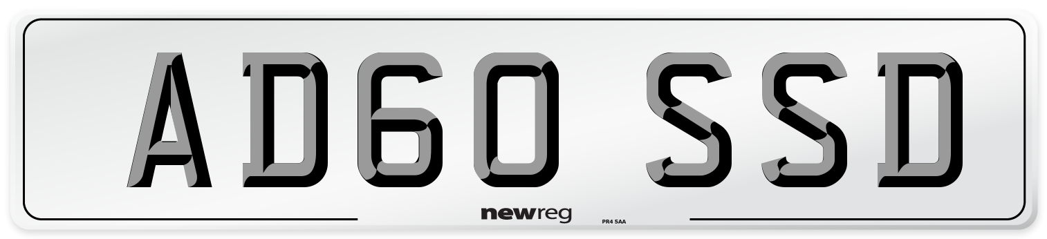 AD60 SSD Number Plate from New Reg